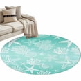 thumbnail image 2 of Teal Ombre Coastal 3ft Area Rug, Nautical Beach Starfish Coral Summer Washable Non-Slip Small Round Rugs for Entryway Bedroom Kitchen, Soft Circle Carpet for Dining Room, Playroom Nursery Rug, 2 of 9