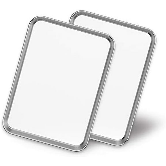 Baking Sheets 2 Pieces,  Stainless Steel Baking Pan Tray Cookie Sheet, Rectangle Size 9 X 7 X 1 inch, Healthy & Non Toxic, Rust Free & Mirror Finish, Easy Clean & Dishwasher Safe