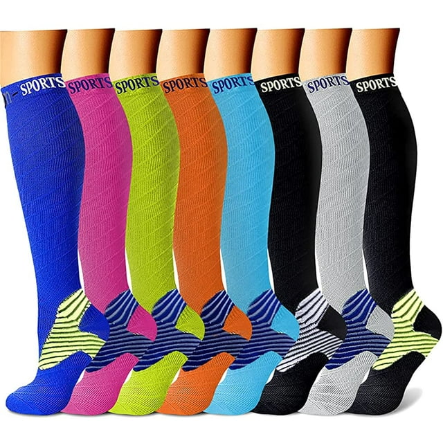Compression Socks for Women & Men Circulation (8 Pairs)15-20 mmHg is Best Support for Athletic Running Cycling