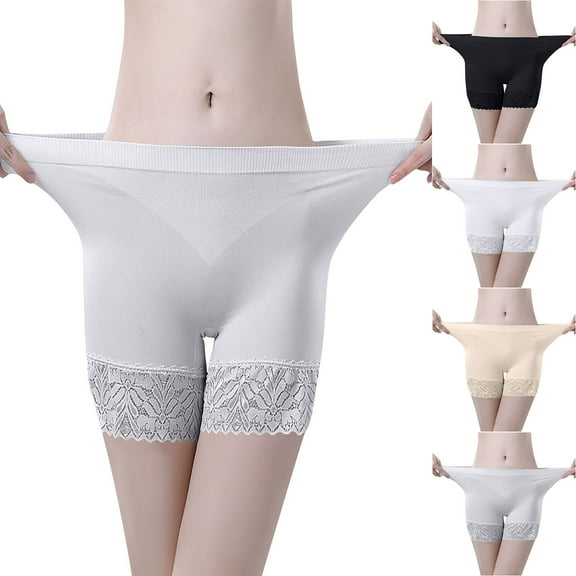 Ashirexll Plus Size Underwear for Women, Ladies Underwear Panties, Twisted Safety Shorts High Elastic Seamless Mid Waist Lace Boyshorts