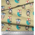 thumbnail image 2 of Soimoi Beige Heavy Canvas Fabric Owl Tribal Printed Fabric 1 Yard 58 Inch Wide, 2 of 3