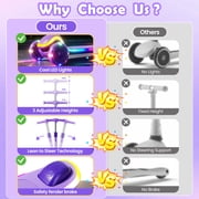 JoyStone Kick Scooter for Kids with LED Light Wheels & Music, 3 Adjustable Height Handlebars, Lean-to-Steer Technology, 3 Wheel Scooter for Toddlers Girls Boys Up to 110 Lbs, Purple