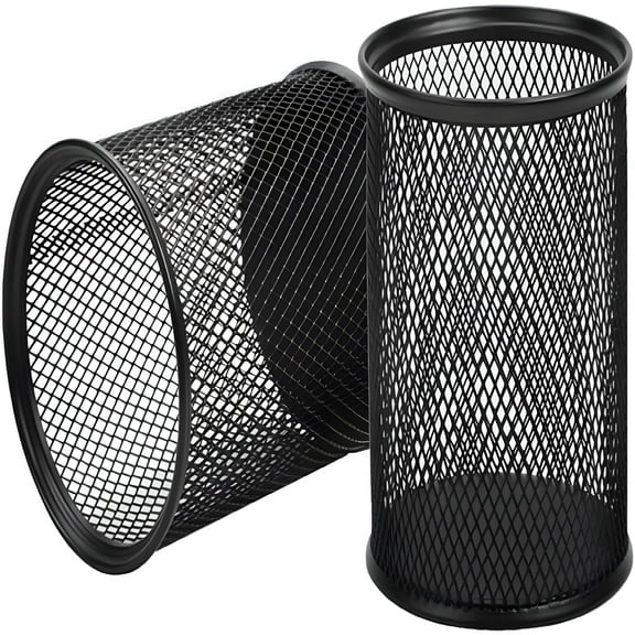 ACDANC 2Pcs of Metal Pen Holders | Round Wire Metal | Mesh Multifunctional Cup for Ballpoint Pen Diameter 90 mm