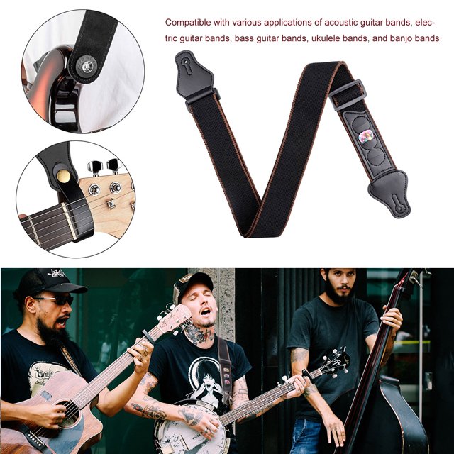 Juego de correas ajustables para bajo, correa de guitarra con extremo de cuero, conjunto de cinturón, corbata para cabezal