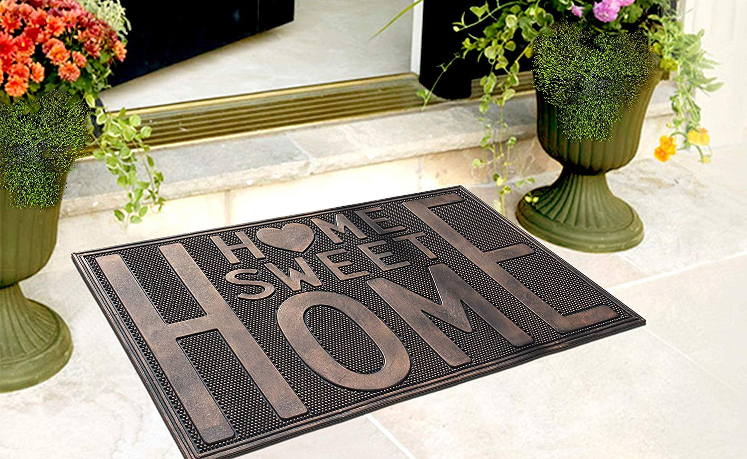 Home Sweet Home Doormat Outdoor Indoor Welcome Door Mat Large 24”X36″ Dark  Red