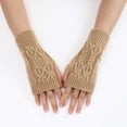 thumbnail image 5 of Gants Sans Doigts en Tricot Chaud pour Femmes Mitaines Convertibles avec Design Floral à la Mode pour Femmes, 5 of 5