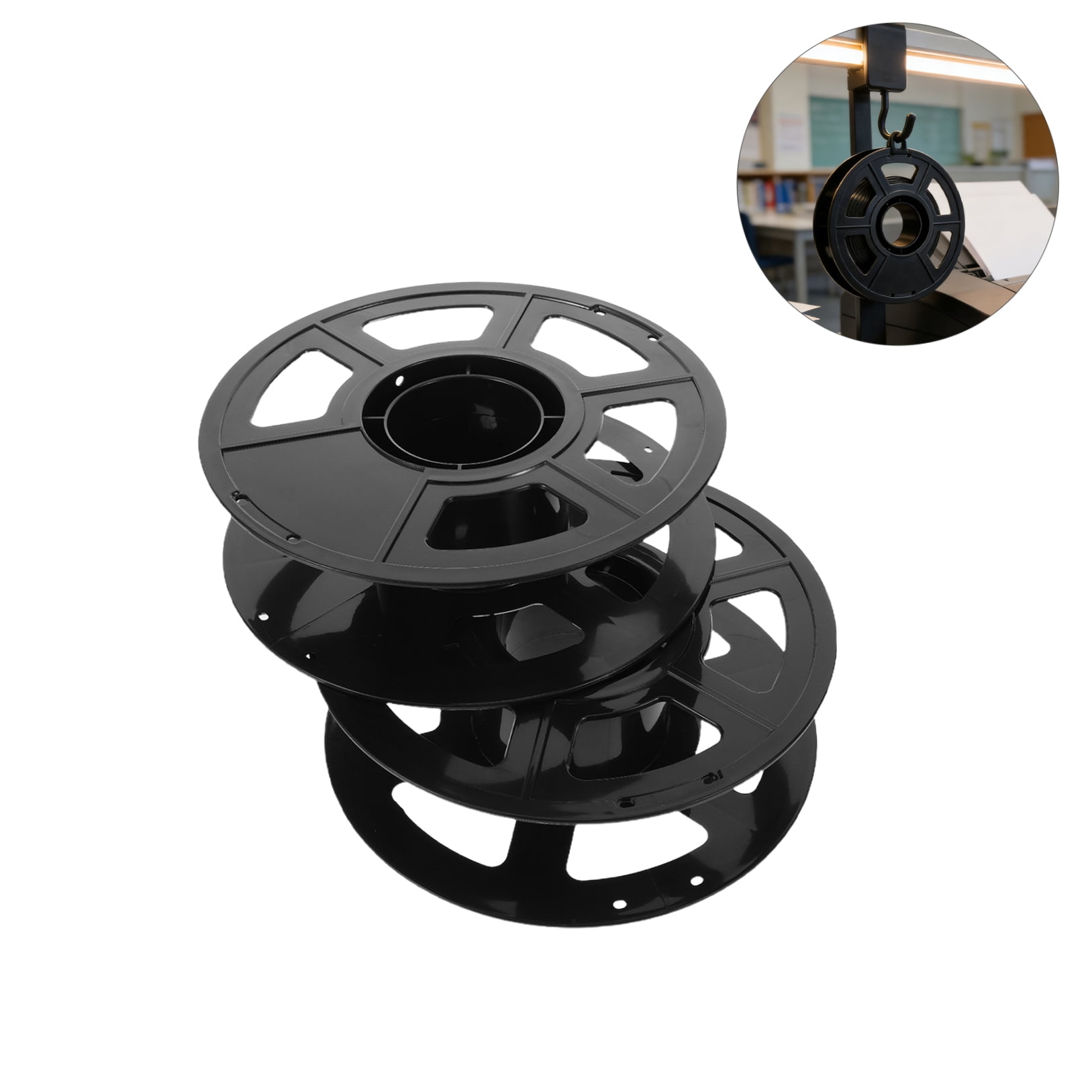 BESTYASH 6-Pack Black Plastic 3D Printer Filament Spool Holder for Smooth Cord and Wire Organization