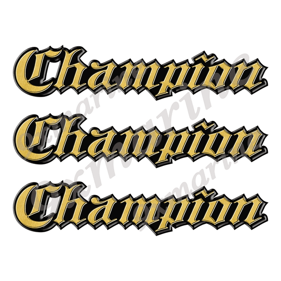 3 Champion Classic Vintage Stickers Remastered - 10" long each