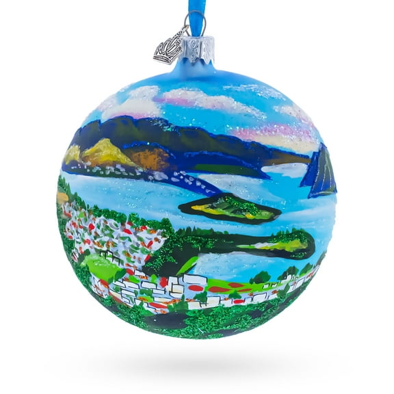 Queenstown, New Zealand Glass Ball Christmas Ornament 4 Inches