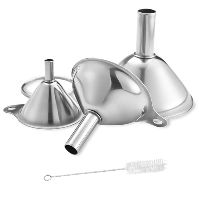 Yhmxh 4 Metal Stainless Steel Funnels- Large Small Funnels 3 Piece Set- Food Grade Mini Funnels For Kitchen Filling Bottles Flask Cooking Kitchen Essentials Home and Kitchen Kitchen Tools