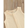 thumbnail image 6 of Chollius Infant Baby Girls Boys Summer Waffle Romper Solid Color Round Neck Sleeveless Button-down Jumpsuit, 6 of 8
