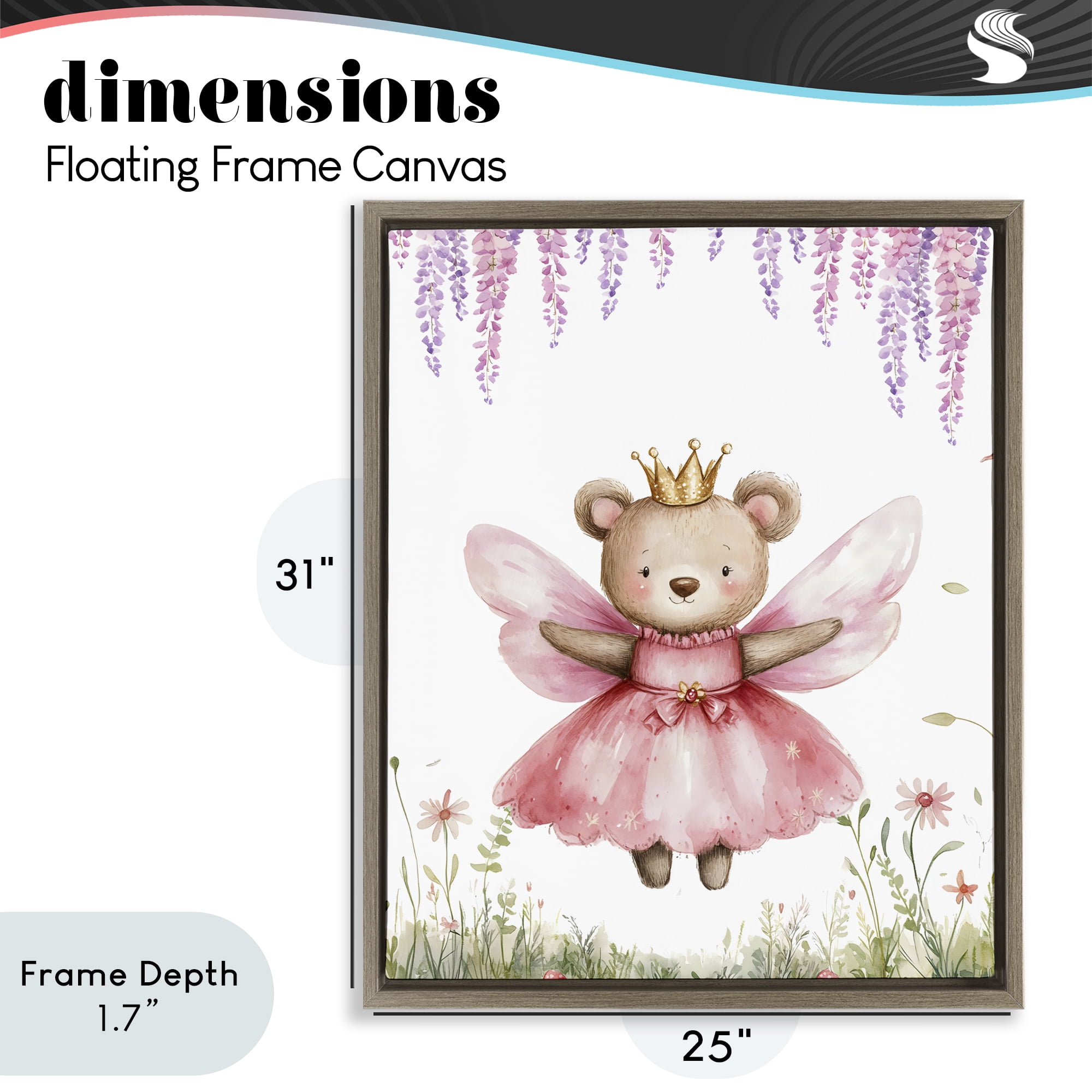 Stupell Industries Woodland Bear Forest Fairy Brown Framed Floater Canvas Wall Art, design by LSR Design Studio
