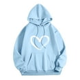 thumbnail image 4 of Sweatshirts for Women.00 Hooded Long Sleeve Print Round Neck Loose Sweatershirt Light Blue M, 4 of 4