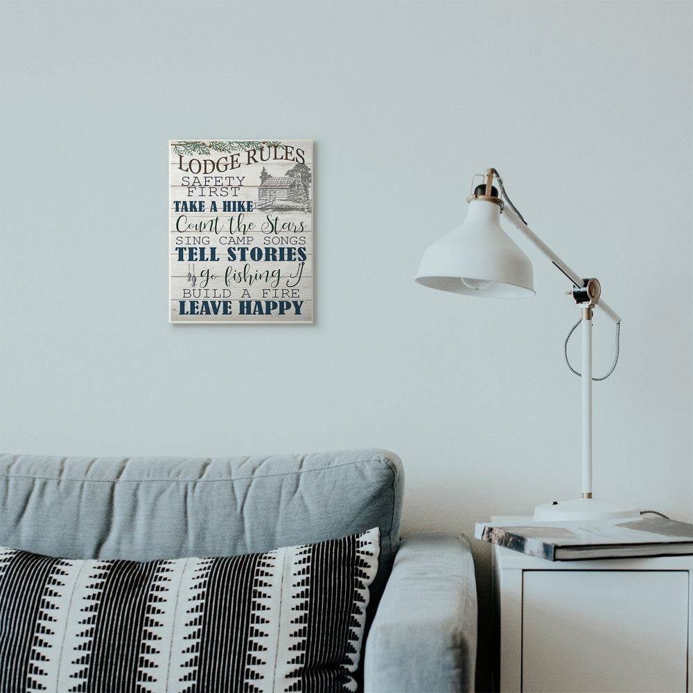 Stupell Industries Lodge Rules Country Landscape Textured Wood Design Wall Plaque Art by Ann Bailey