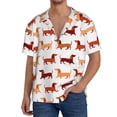 thumbnail image 3 of Honeii 's Dachshund Walking for men's short-sleeved button-up collared shirt featuring a pocket, perfect for beach vacations, and travel adventures., 3 of 5