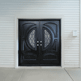 thumbnail image 2 of 72" x 80" Environment Damage Resistant Polyurethane Composite Exterior Entry House Front Door, Openable Tempered Rain Glass Window, Left-Hand Double Door Inward Swing Espresso AR05, 2 of 12