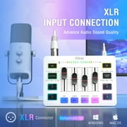 FIFINE SC3PLUS Gaming Audio Mixer, 4 Channels Audio Interface with XLR/6.35mm/3.5mm Inputs, RGB Streaming Sound Card with Monitor, 48V Power, Mute Button