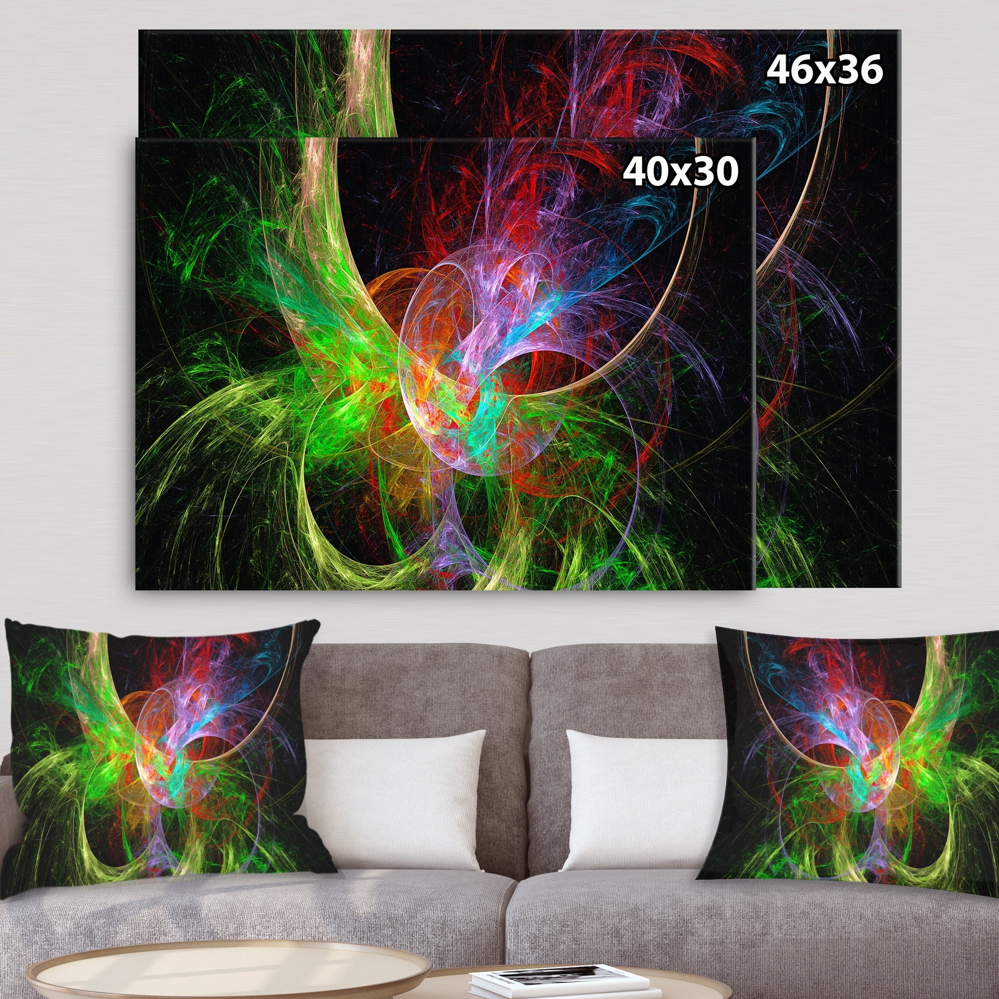 Designart 'Multi Color Fractal Abstract Design ' Oversized Abstract Canvas Art Print
