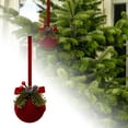 thumbnail image 2 of Nordic Christmas Bell Ornaments - Red Flocked Hanging Bells with Bow & Santa Design for Christmas Tree Decorations, Indoor Outdoor Festival Party Decor, 2 of 6