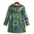 thumbnail image 3 of Women's Plus Size Patchwork Sherpa Fleece Lined Hooded Jacket Fluffy Winter Ethnic Style Warm Outwear with Pockets, 3 of 3