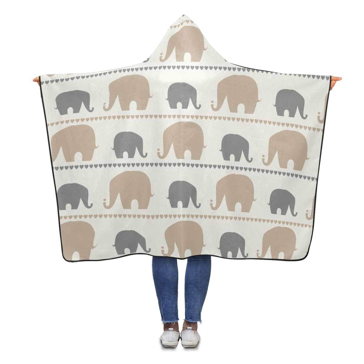 ASHLEIGH Elephant Cute Hooded Throw Blanket 56x80 inches Adults Girls