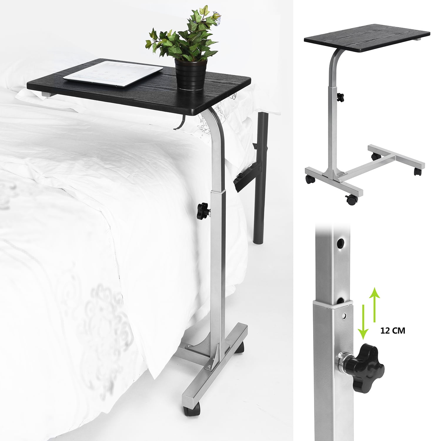 Kepooman Laptop Stands Desk Cart, Mobile Sofa Side Table with Height Adjustable, Portable Standing Laptop Table, Small C Table for Couch Bed Sofa, White & Black Kepooman Laptop Stands Desk Cart, Mobile Sofa Side Table with Height Adjustable, Portable Standing Laptop Table, Small C Table for Couch Bed Sofa, White & Black