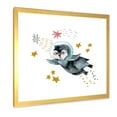 thumbnail image 2 of Designart 'Little Penguin Flying Planets and Stars I' Farmhouse Framed Art Print, 2 of 4