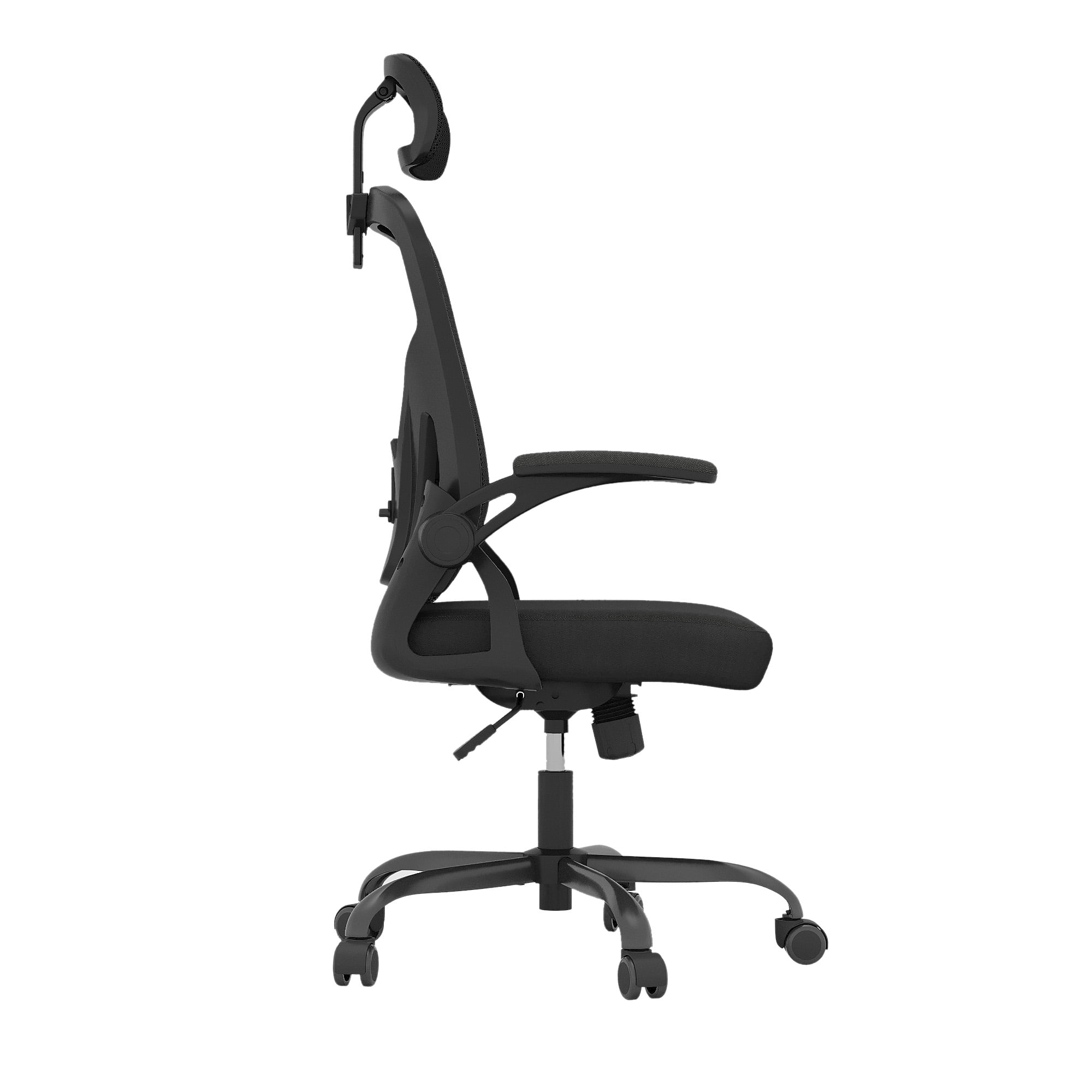 MAYEERTY Ergonomic Home Office Chair with Headrest, Flip-Up Armrests, Adjustable Lumbar Support, Black