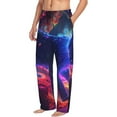 thumbnail image 6 of Vsdgher Cosmic Cat Psychedelic Journey Mens Pajama Pants Sleep & Lounge Pants, PJ Pants-Small, 6 of 6