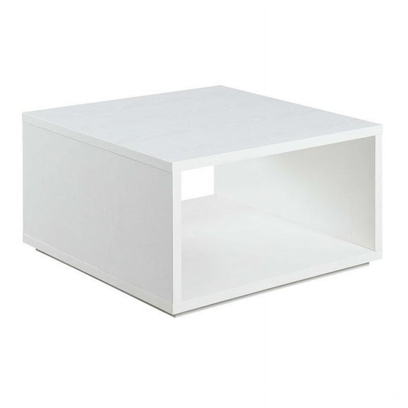 Pemberly Row Square Coffee Table in White Wood Finish