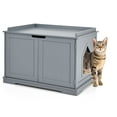 thumbnail image 1 of Costway Cat Litter Box  Wooden Enclosure Pet House Washroom Storage Bench Grey, 1 of 9