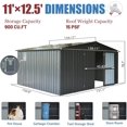 thumbnail image 7 of 11x12.5 FT Metal Garden Storage Cabinet Outdoor Waterproof Patio Cabinet Garden Storage Cabinet with Lockable Door for Backyard Lawn Garden 154.17x138.11x78.70 in Dark Gray Utility Tool Storage, 7 of 7