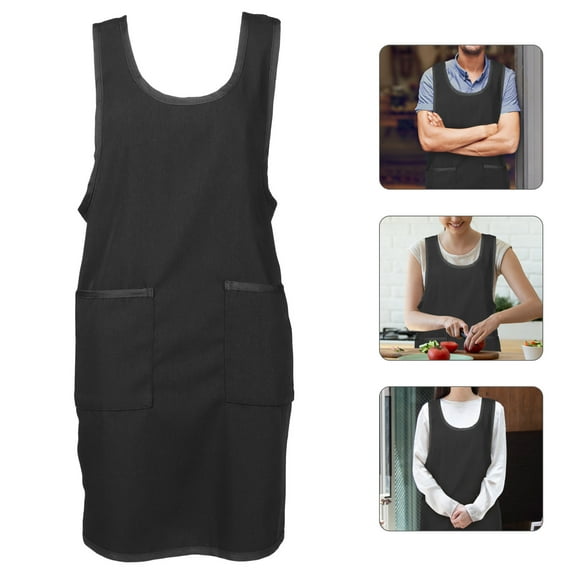 MUSEYA 1 Piece Black Cross Back Vest Style Apron for Women Kitchen Use