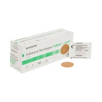 McKesson Adhesive Spot Bandages - Sterile, Round, Tan Fabric, 1 in, 100 Count, 1 Pack