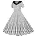 thumbnail image 2 of lcziwo Girls Cocktail Swing Dress Double Breasted Notch Lapel Polka Dot Midi Dresses 1950s Rockabilly Prom Party Dress White 13 Years, 2 of 7