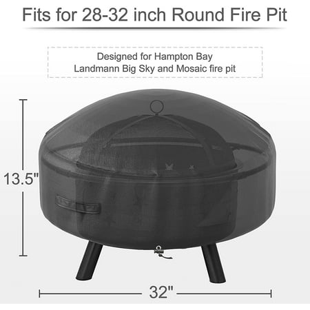 Fire Pit Cover Round Fits 28 30 32, Hampton Bay 30 Inch Outdoor Fire Pit Cover