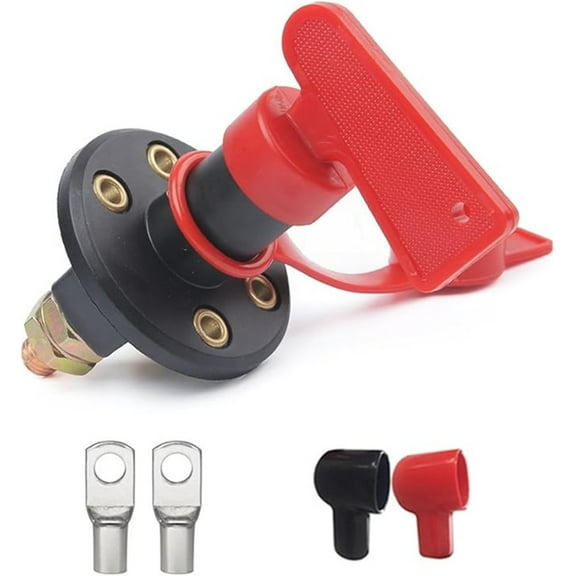Applicable to jfqm 300A 12V 24V Red 2Key Cut Off Battery Main Kill Switch Vehicle Car Modify Isolator Disconnector Fit for Car Truck Boat Auto Power Switch (Color : 2 Hole M10)