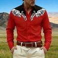 thumbnail image 2 of HXWCHs Western Heritage Long Sleeve Casual Shirt Festive Print Button Front Durable Easy Care top for Men S Red, 2 of 4