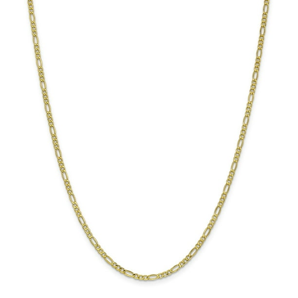 GemApex - 10K Yellow Gold chain Figaro 10 in 2.5 mm 2.5mm Semi-Solid ...
