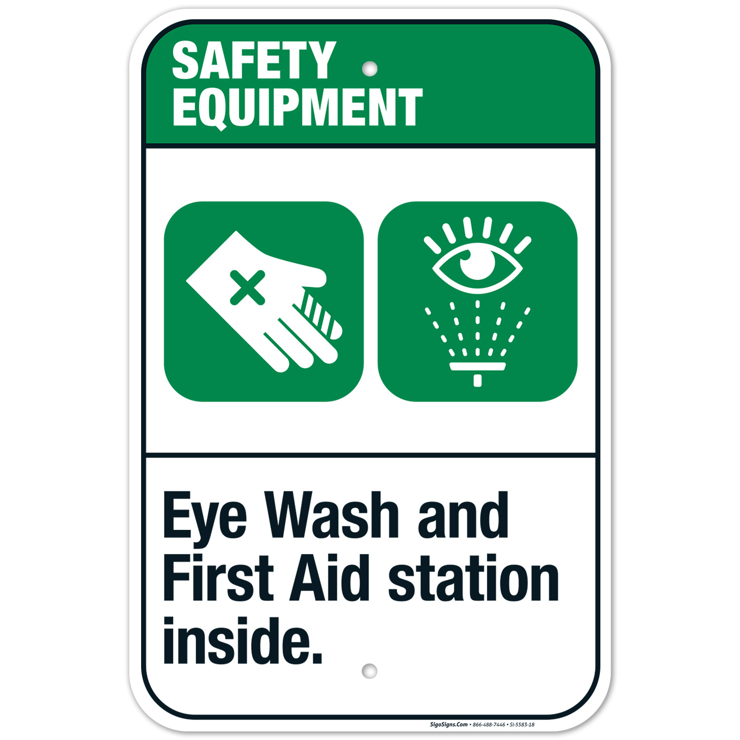 Eye Wash And First Aid Station Inside Sign, ANSI Safety Equipment Sign ...