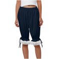 thumbnail image 4 of Hzzrkos Women Casual Fashion Solid Color Elastic‑Waist Loose Capri Pants With Pockets Relaxed‑Fit Trousers for Daily‑wear Home Outdoor Travelling, 4 of 9
