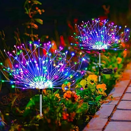 

Outdoor Solar Firework Lights 2 Pack 8 Mode Solar Led Sparkler Lights with 240 LED DIY Starburst Lights for Garden Pathway Patio Yard Flowerbed Decor Colorful