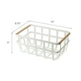 thumbnail image 7 of Yamazaki Home Storage Basket - Two Sizes, White, Steel + Wood, Medium, Handles, No Assembly, 7 of 7