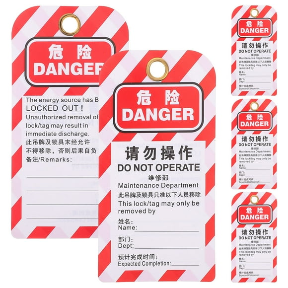 RUNROTOO 5pcs Tagout Tags Safety PVC Assorted Color for Various Places