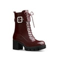 thumbnail image 1 of Unique Bargains Women's Zipper Platform Chunky Heel Combat Boots, 1 of 8