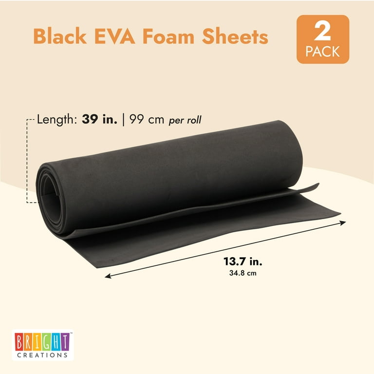 2 Pack 2mm Black EVA Foam Roll Sheet for Cosplay, Arts and Crafts Supplies,  13.7 x 39 in