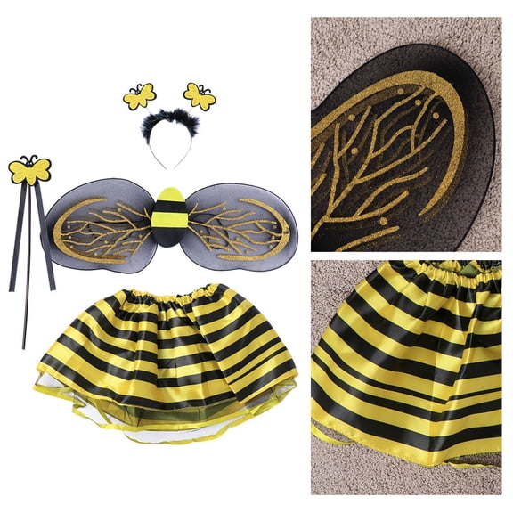 TABLZONE 4Pcs Set Playful Bee Costumes Headband Wand Tutu Skirt Set Cloth Assorted Color