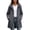 Dark Gray, variant on Women Drawstring Adjustable Hooded Mid Length Windbreaker Full Zip Water Resistant Long Sleeve Contrast Cuff Casual Travel Commute Outer Coat Hidden Side Pockets Red S
