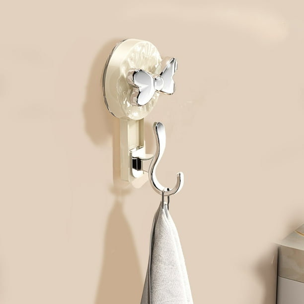 Vacuum Suction Cup Hook | Strong Plastic Wall Mount | No Trace & Tool-Free Installation | 11x6.2x5.5cm | Beige & Clear | Towel, Cloth, Hat Organizer | 1 Pack