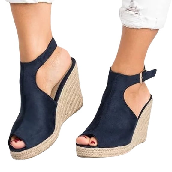 Sandals for Women Casual Summer Espadrille Open Toe Wedge Sandals Buckle Strap Platform Sandals